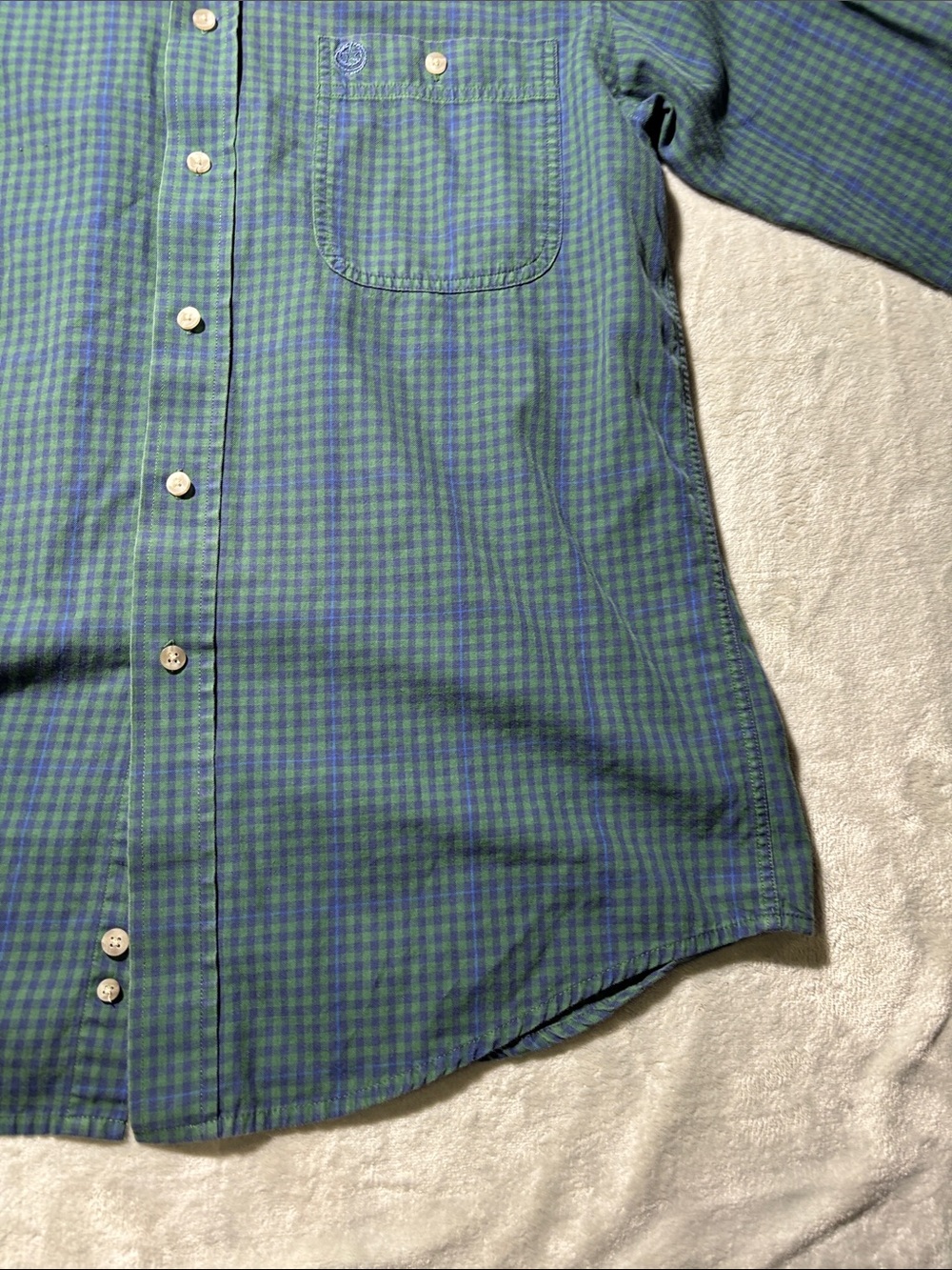 Wrangler Cowboy Cut Gorge‎ Strait Men’s M Green Blue Plaid Button Down Shirt - Picture 7 of 12